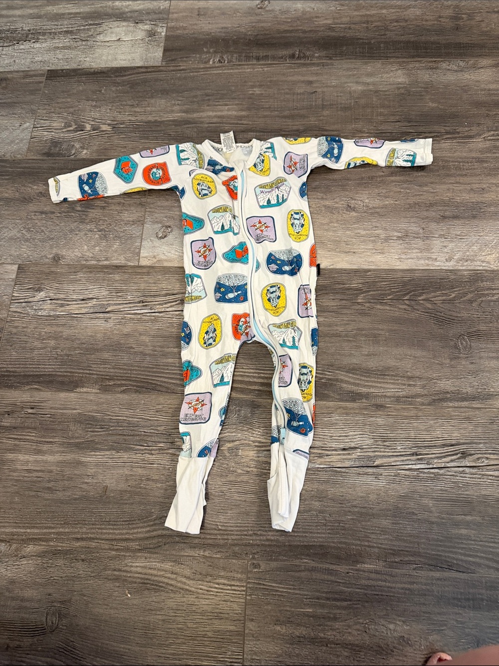 Bonds White Kids One-Piece Pajamas with Multi-Color Badge Prints